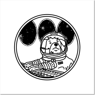 Sci Fi Space Astronaut Dog in Spaceship Posters and Art